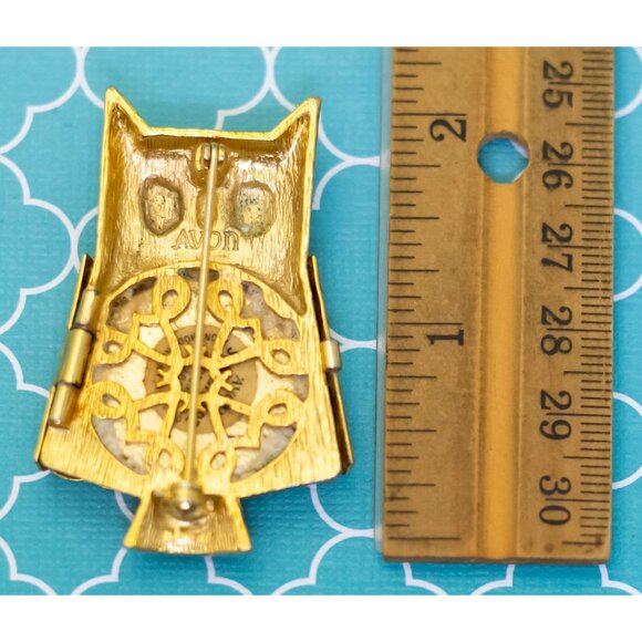 Vintage Art Nouveau Bird Owl Symbolic Brooch by Avon - R35 - Picture 3 of 3